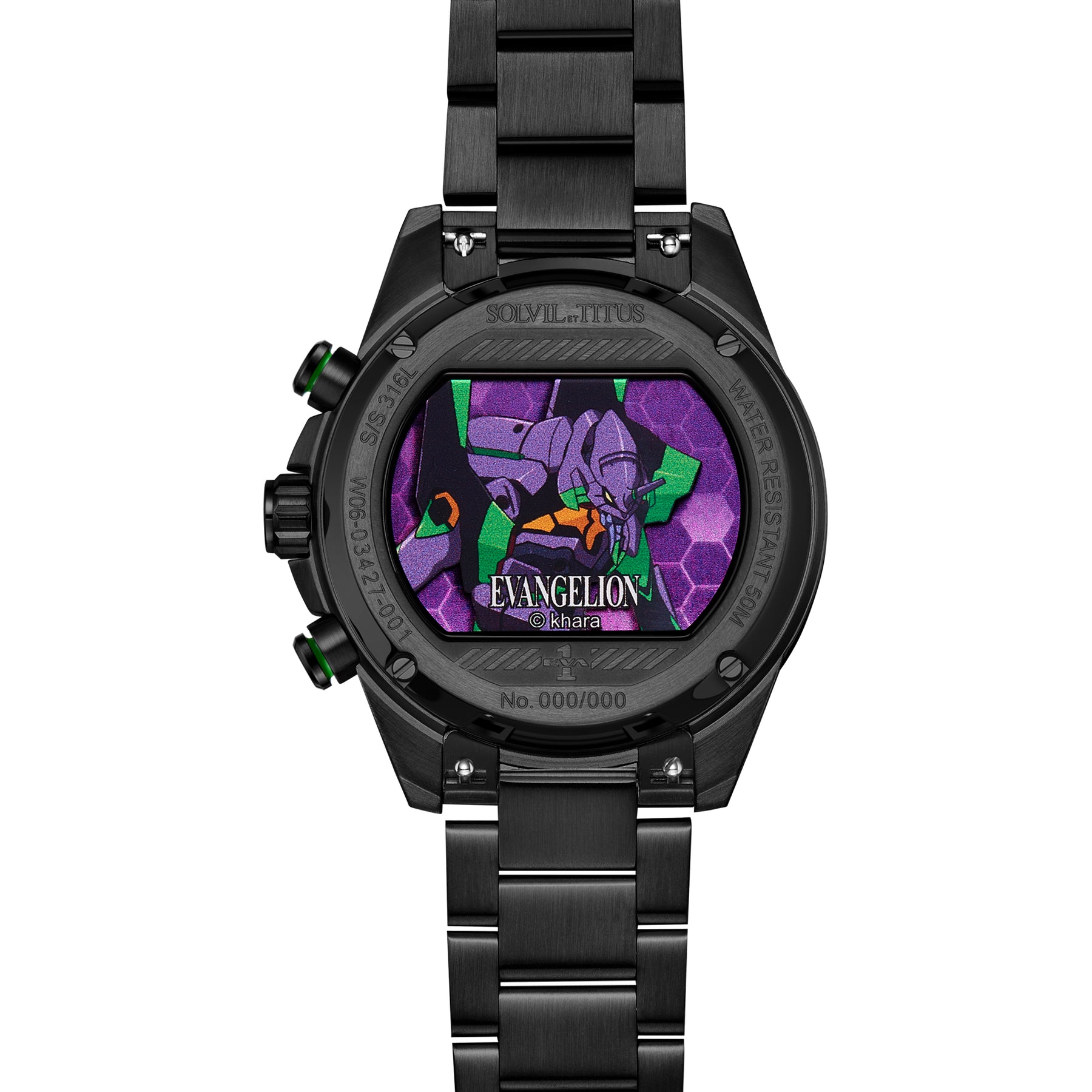 Solvil et Titus x Evangelion "EVA-01" Saber Collection Limited Edition Chronograph Quartz Stainless Steel Watch [W06-03427-001]