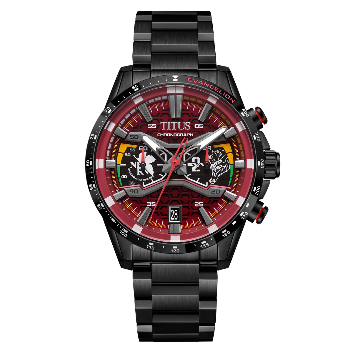 Solvil et Titus x Evangelion "EVA-02" Saber Collection Limited Edition Chronograph Quartz Stainless Steel Watch [W06-03427-002]