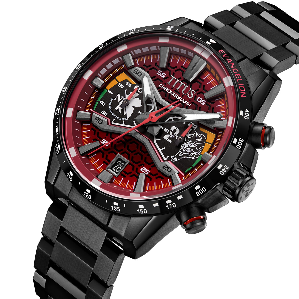 Solvil et Titus x Evangelion "EVA-02" Saber Collection Limited Edition Chronograph Quartz Stainless Steel Watch [W06-03427-002]