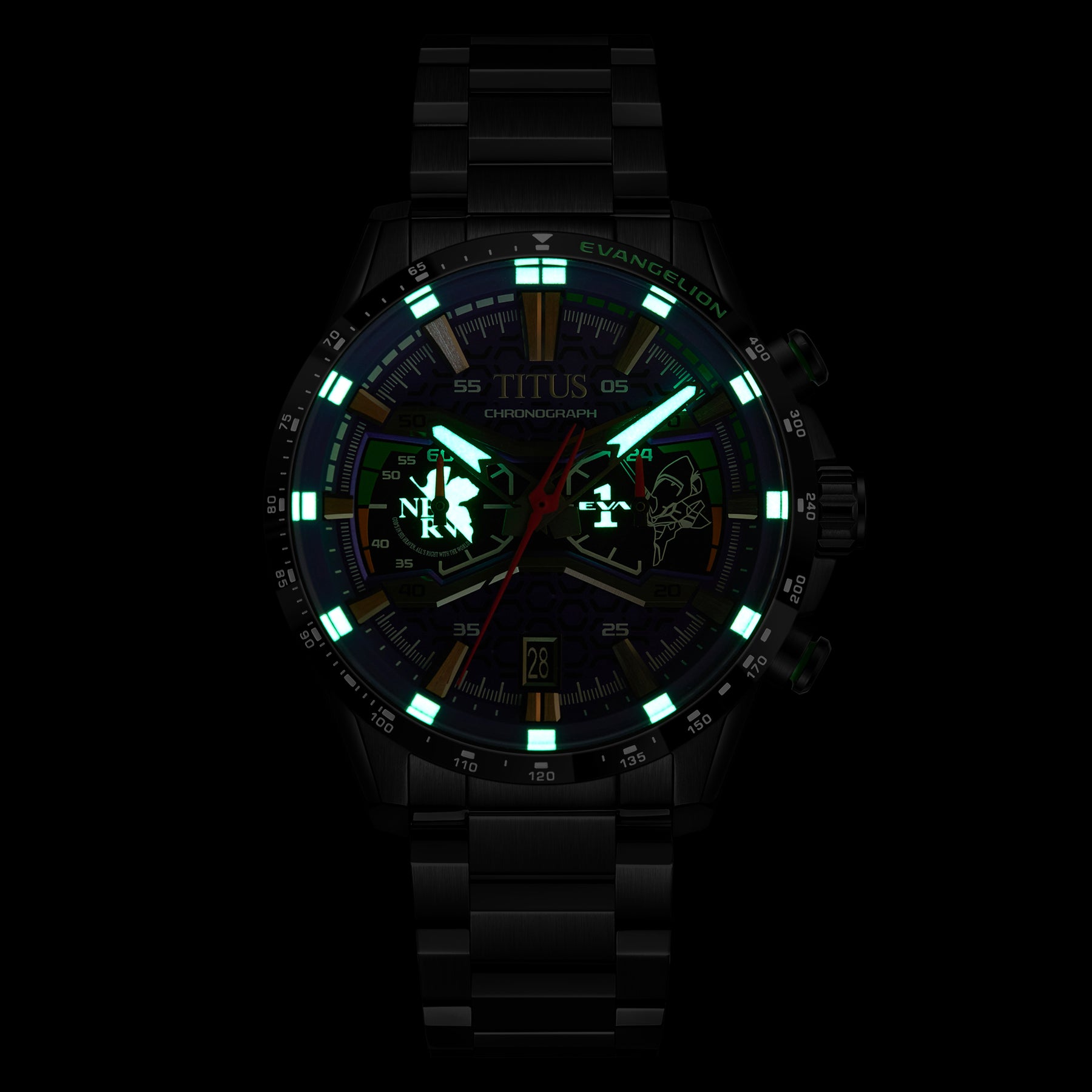 Solvil et Titus x Evangelion "EVA-01" Saber Collection Limited Edition Chronograph Quartz Stainless Steel Watch [W06-03427-001]