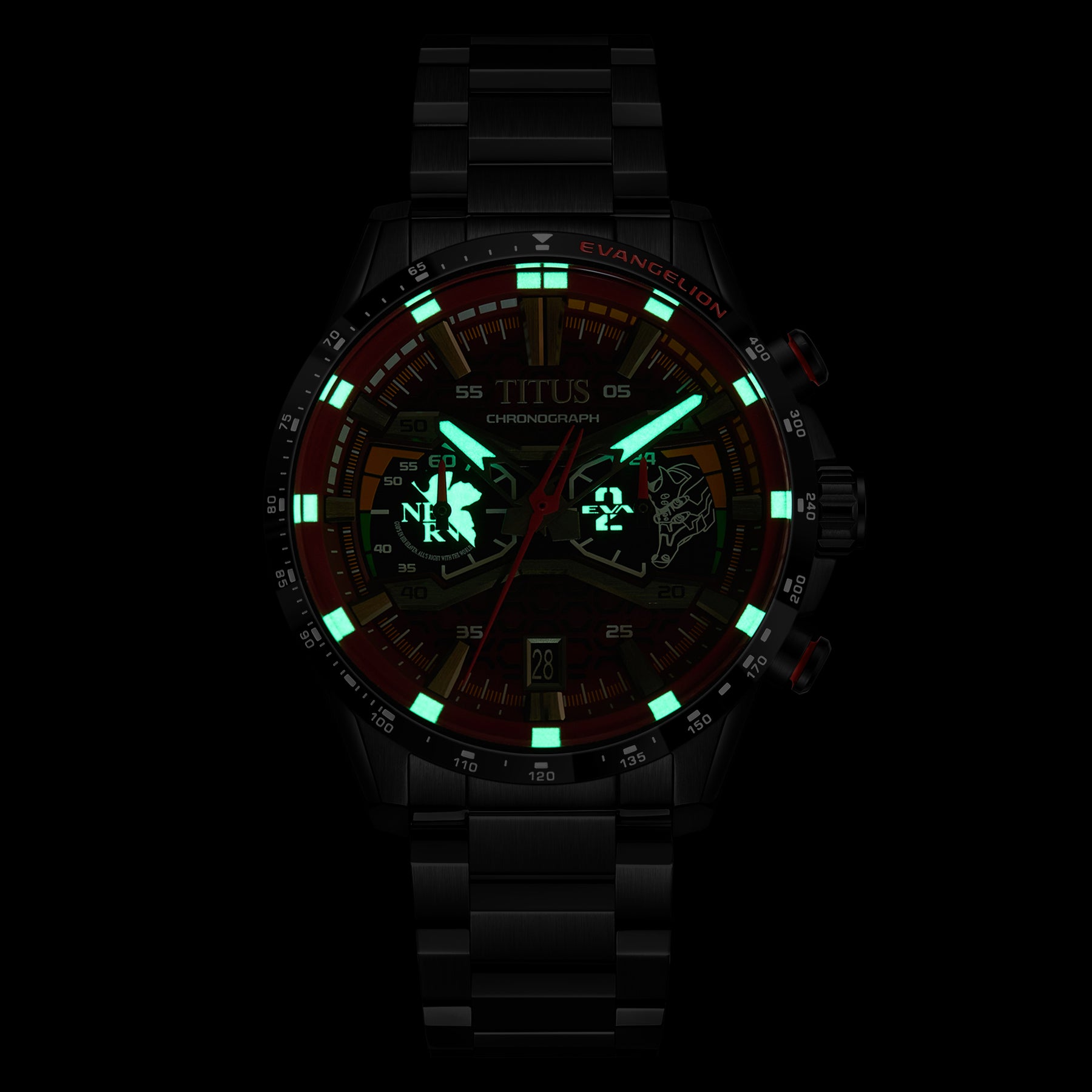 Solvil et Titus x Evangelion "EVA-02" Saber Collection Limited Edition Chronograph Quartz Stainless Steel Watch [W06-03427-002]