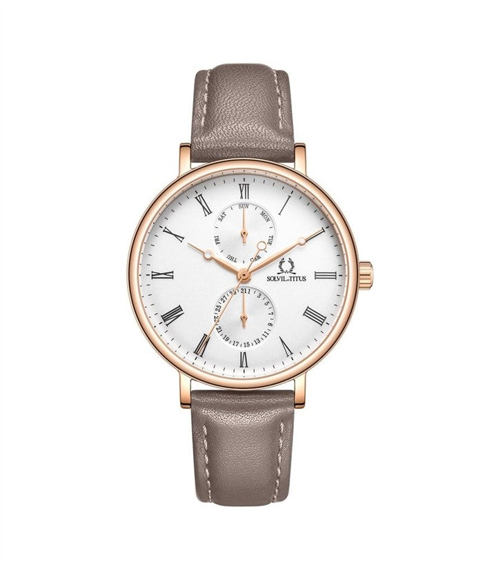 [WOMEN] Classicist Multi-Function Quartz Leather Watch [W06-03199-008]