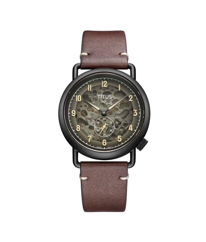 [MEN] Exquisite 3 Hands Automatic Leather Watch [W06-03299-004]
