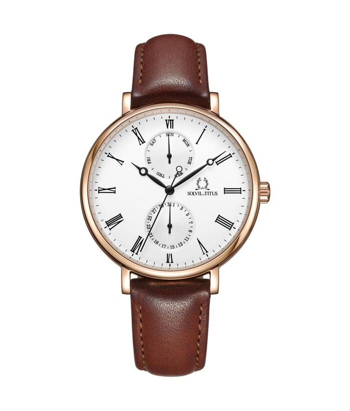 [WOMEN] Classicist Multi-Function Quartz Leather Watch [W06-03301-002]