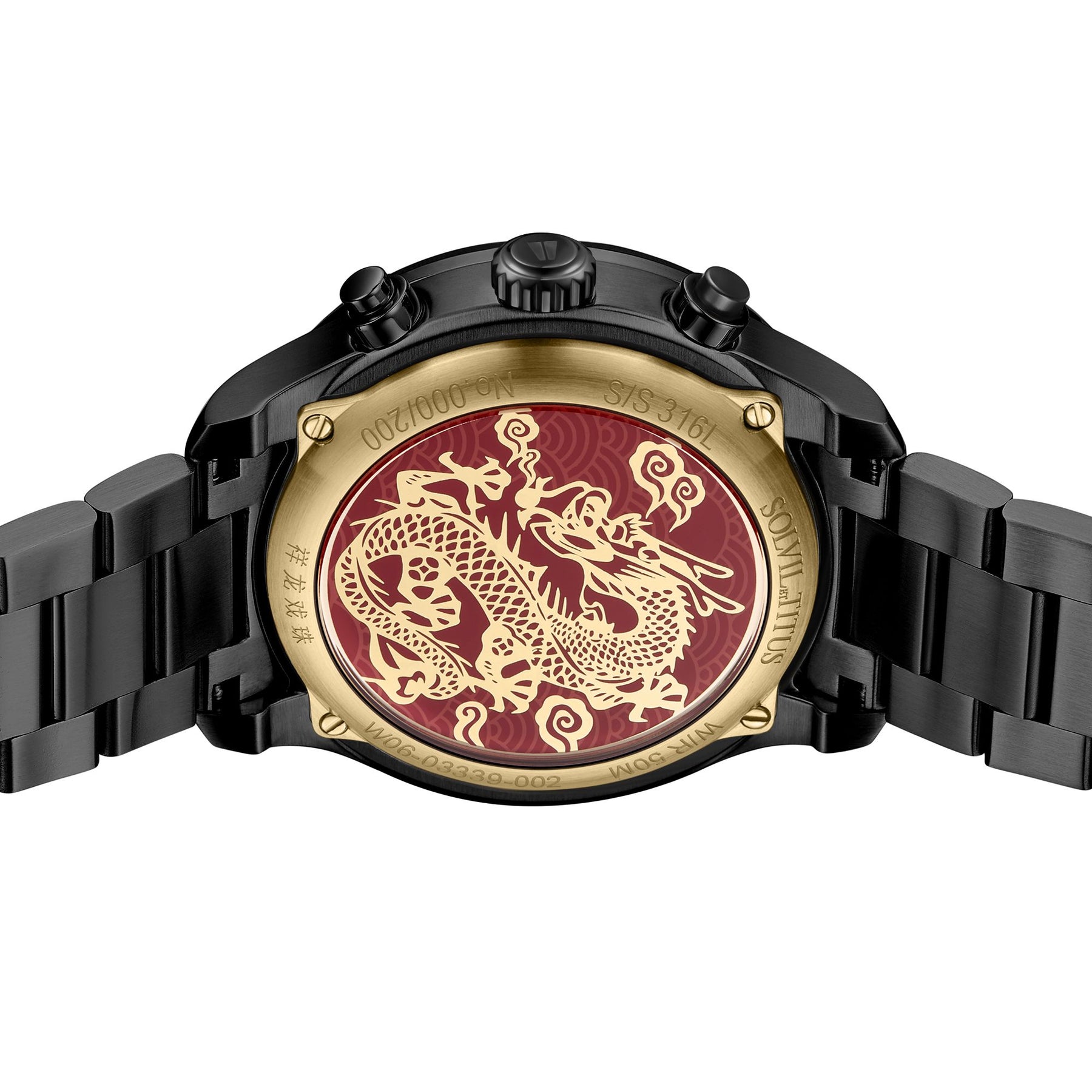 [MEN] Saber "Year of Dragon" Chronograph Quartz Stainless Steel Watch Box Set [W06-03339-002]