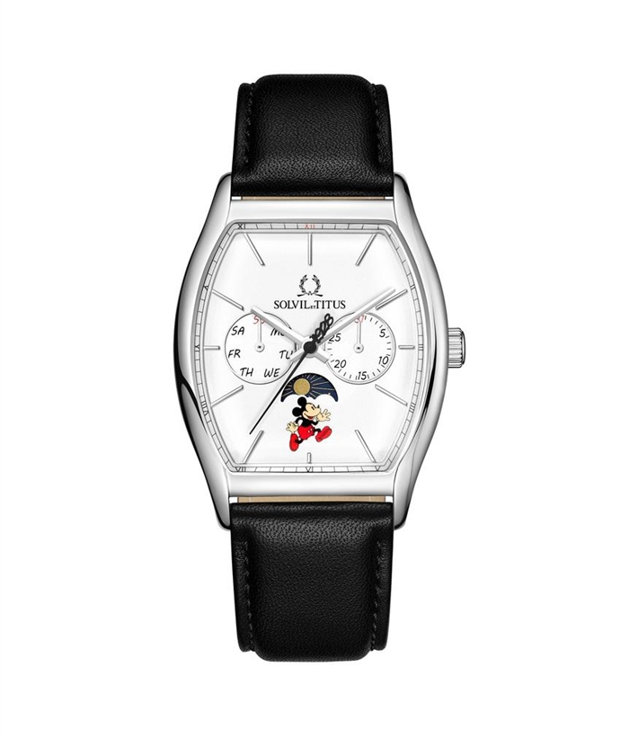 [MEN] Solvil et Titus x "Mickey Mouse 95th Anniversary" Multi-Function with Day Night Indicator Quartz Leather Watch [W06-03355-001]