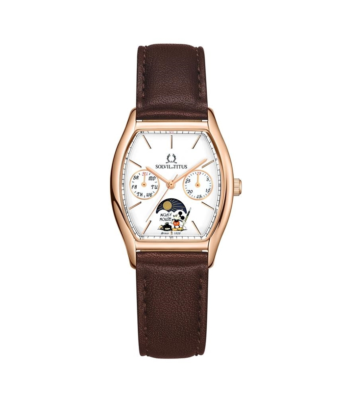 [WOMEN] Solvil et Titus x "Mickey Mouse 95th Anniversary" Multi-Function with Day Night Indicator Quartz Leather Watch [W06-03356-002]