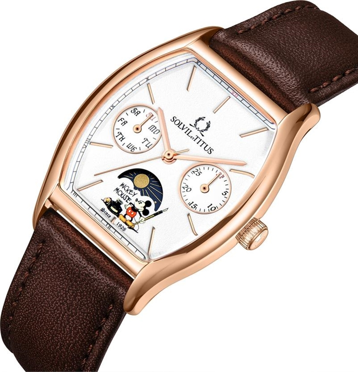 [WOMEN] Solvil et Titus x "Mickey Mouse 95th Anniversary" Multi-Function with Day Night Indicator Quartz Leather Watch [W06-03356-002]