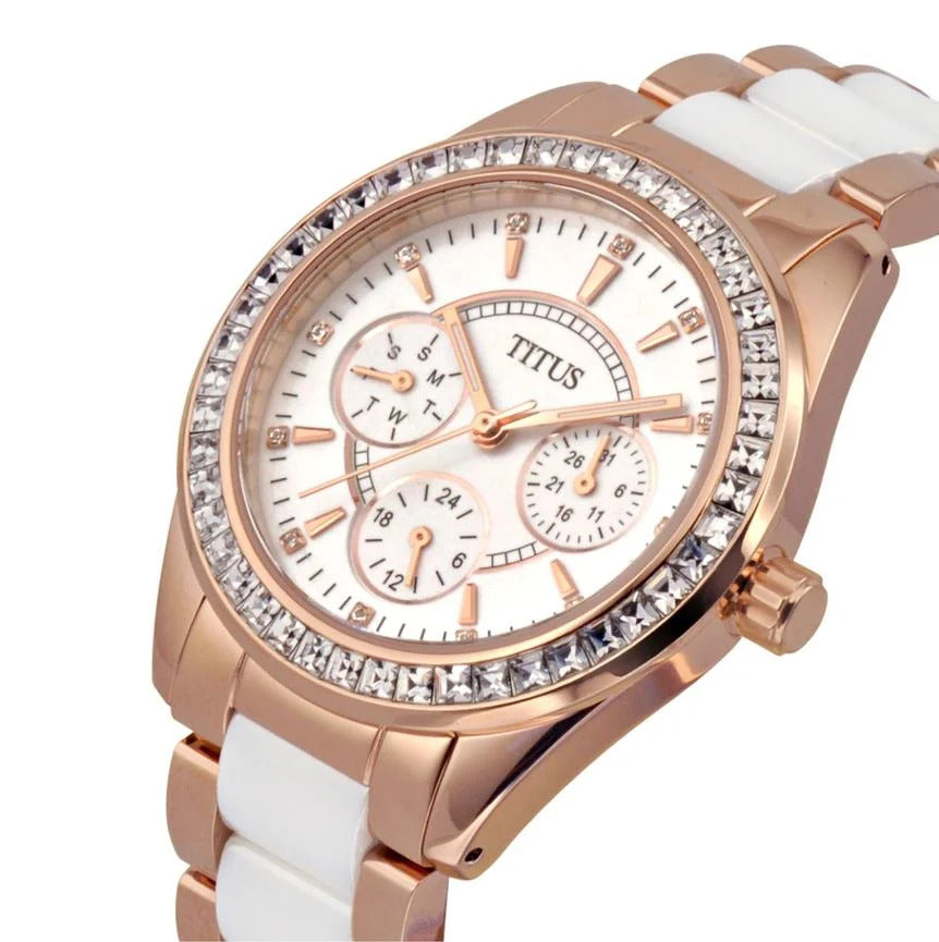 [WOMEN] Perse Multi-Function Quartz Stainless Steel with Ceramic Watch [W06-02108-003]