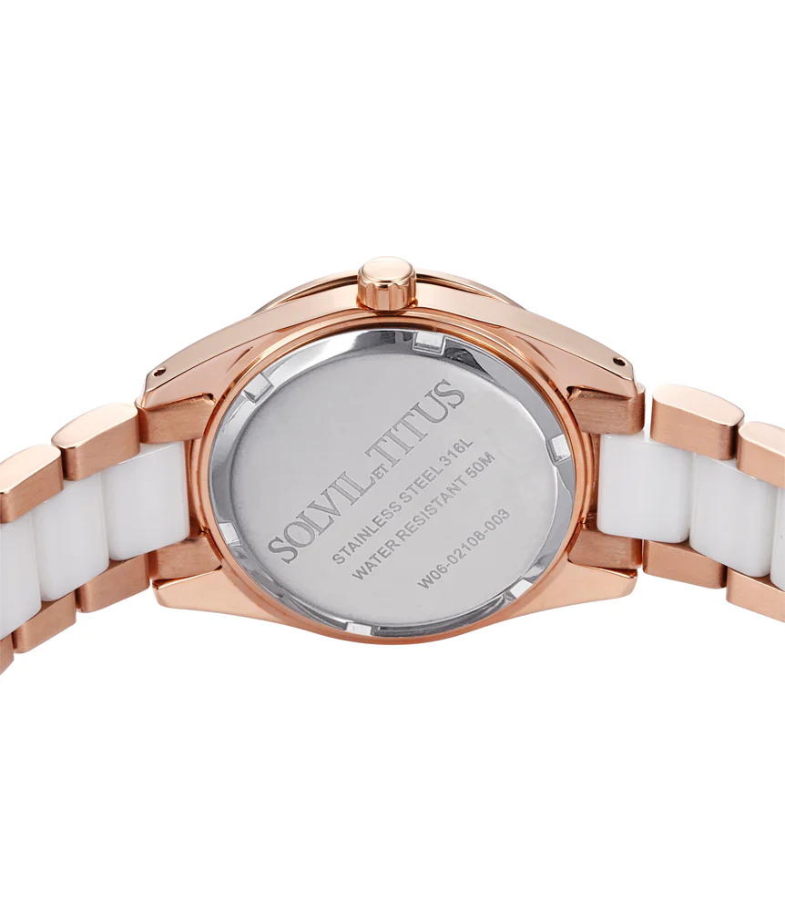 [WOMEN] Perse Multi-Function Quartz Stainless Steel with Ceramic Watch [W06-02108-003]