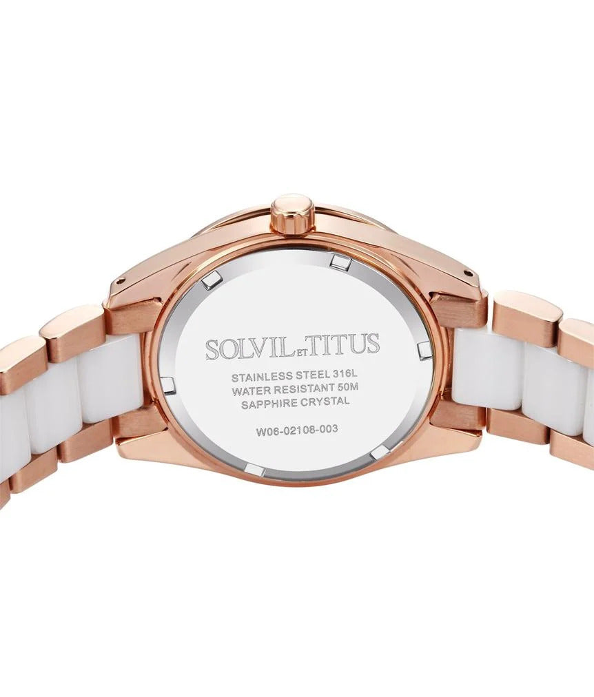 [WOMEN] Perse Multi-Function Quartz Stainless Steel with Ceramic Watch [W06-02108-003]