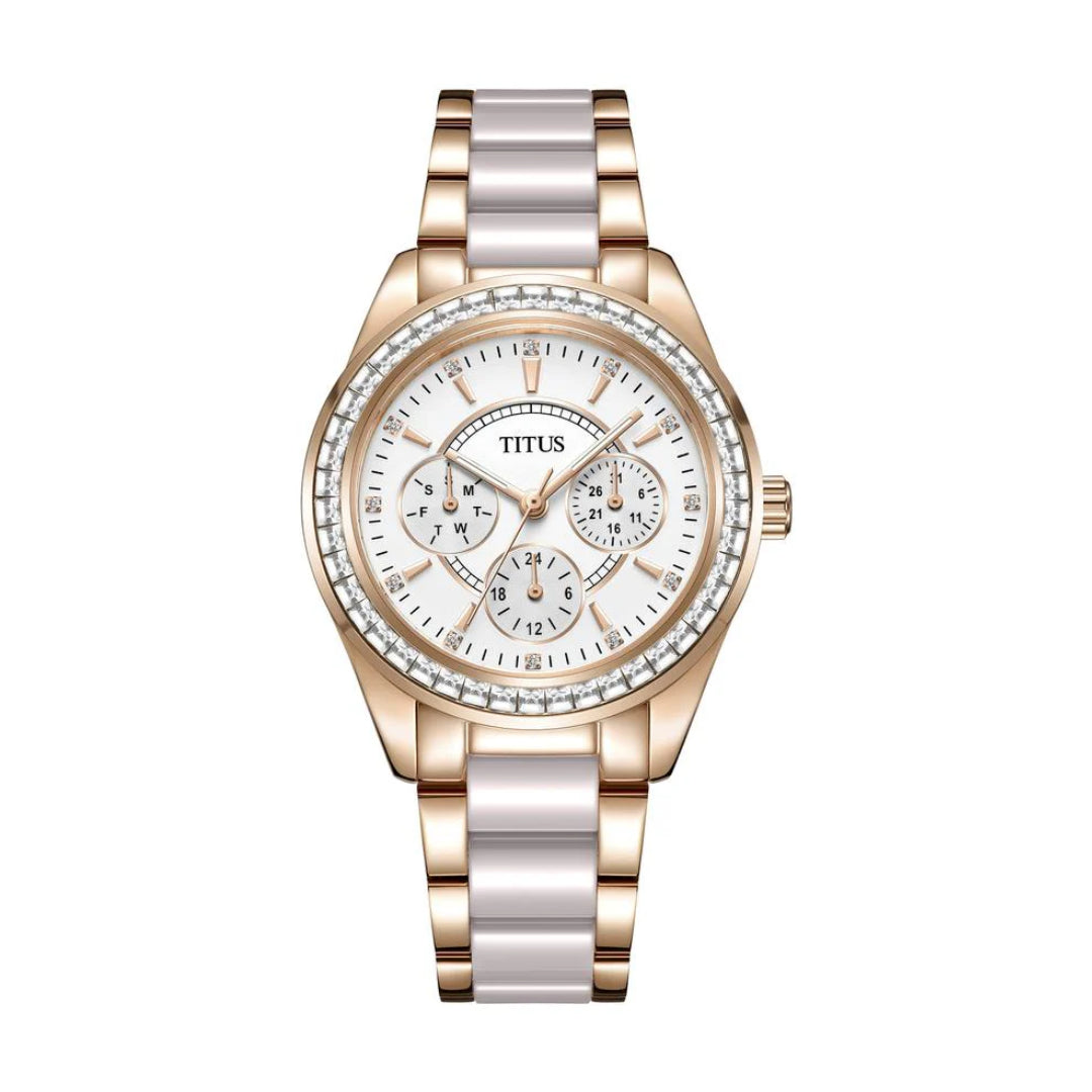 [WOMEN] Perse Multi-Function Quartz Stainless Steel With Ceramic Watch [W06-02108-011]