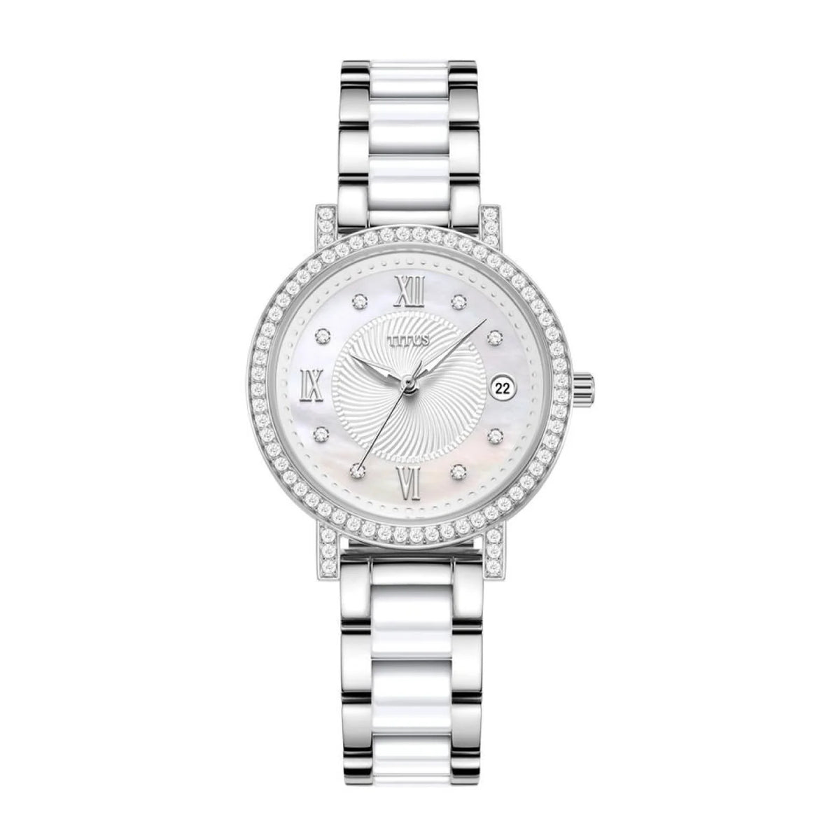 [WOMEN] Chandelier 3 Hands Date Quartz Stainless Steel With Ceramic Watch [W06-03191-001]