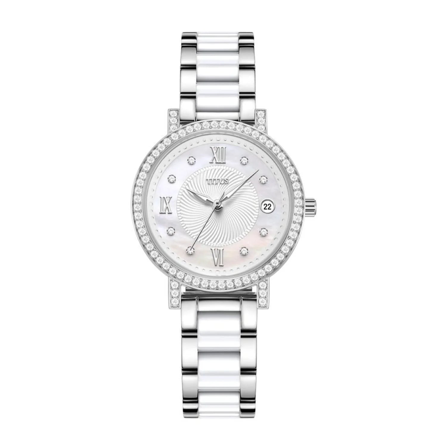[WOMEN] Chandelier 3 Hands Date Quartz Stainless Steel With Ceramic Watch [W06-03191-001]