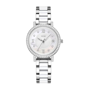 [WOMEN] Chandelier 3 Hands Date Quartz Stainless Steel With Ceramic Watch [W06-03191-001]