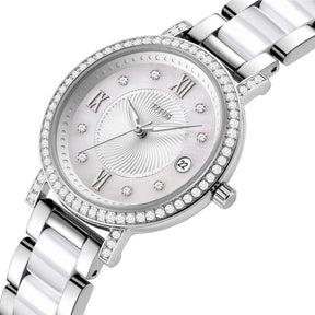 [WOMEN] Chandelier 3 Hands Date Quartz Stainless Steel With Ceramic Watch [W06-03191-001]