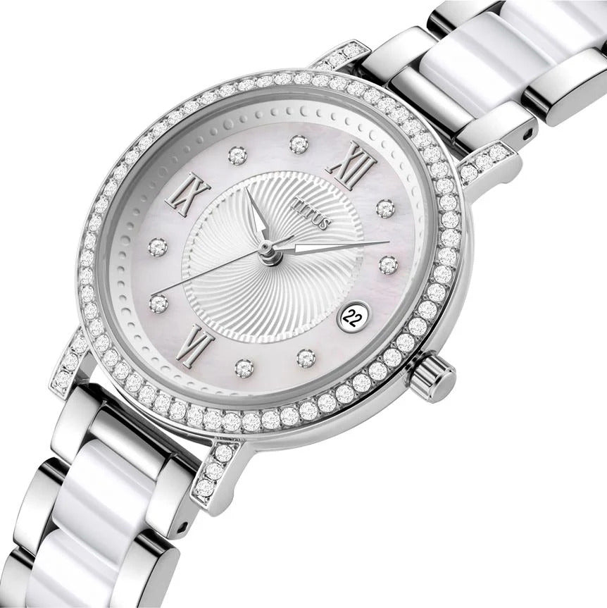 [WOMEN] Chandelier 3 Hands Date Quartz Stainless Steel With Ceramic Watch [W06-03191-001]