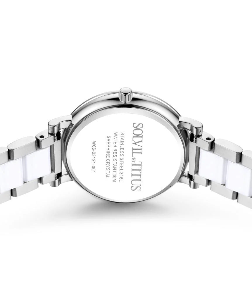 [WOMEN] Chandelier 3 Hands Date Quartz Stainless Steel With Ceramic Watch [W06-03191-001]