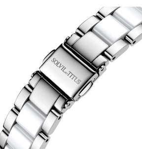 [WOMEN] Chandelier 3 Hands Date Quartz Stainless Steel With Ceramic Watch [W06-03191-001]
