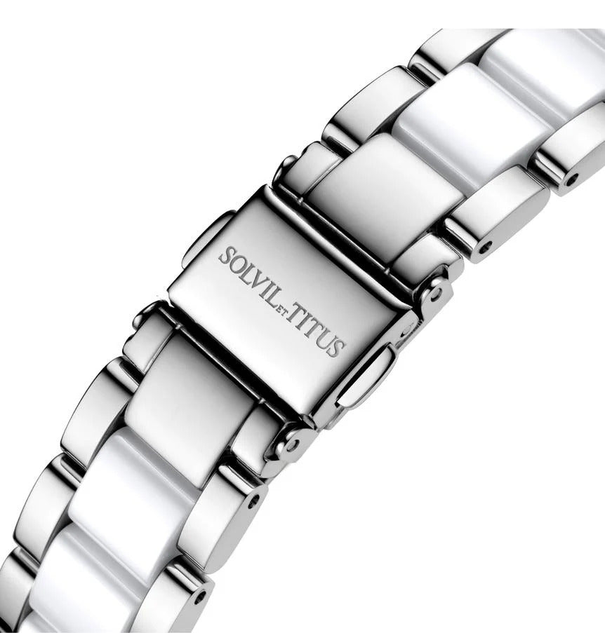 [WOMEN] Chandelier 3 Hands Date Quartz Stainless Steel With Ceramic Watch [W06-03191-001]
