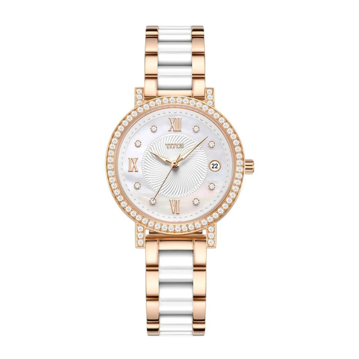 [WOMEN] Chandelier 3 Hands Date Quartz Stainless Steel With Ceramic Watch [W06-03191-002]