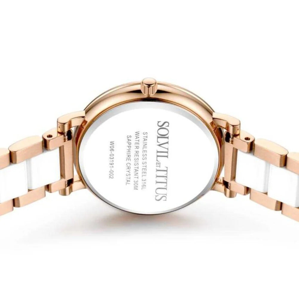 [WOMEN] Chandelier 3 Hands Date Quartz Stainless Steel With Ceramic Watch [W06-03191-002]