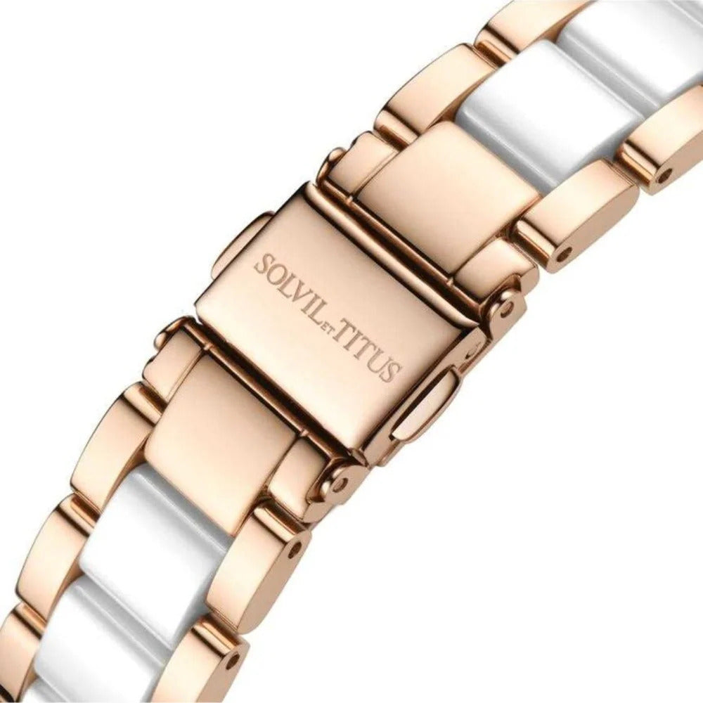 [WOMEN] Chandelier 3 Hands Date Quartz Stainless Steel With Ceramic Watch [W06-03191-002]