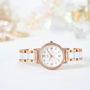 [WOMEN] Chandelier 3 Hands Date Quartz Stainless Steel With Ceramic Watch [W06-03191-002]