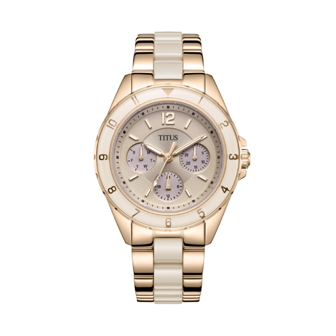 [WOMEN] Perse Multi-Function Quartz Stainless Steel With Ceramic Watch [W06-03248-006]