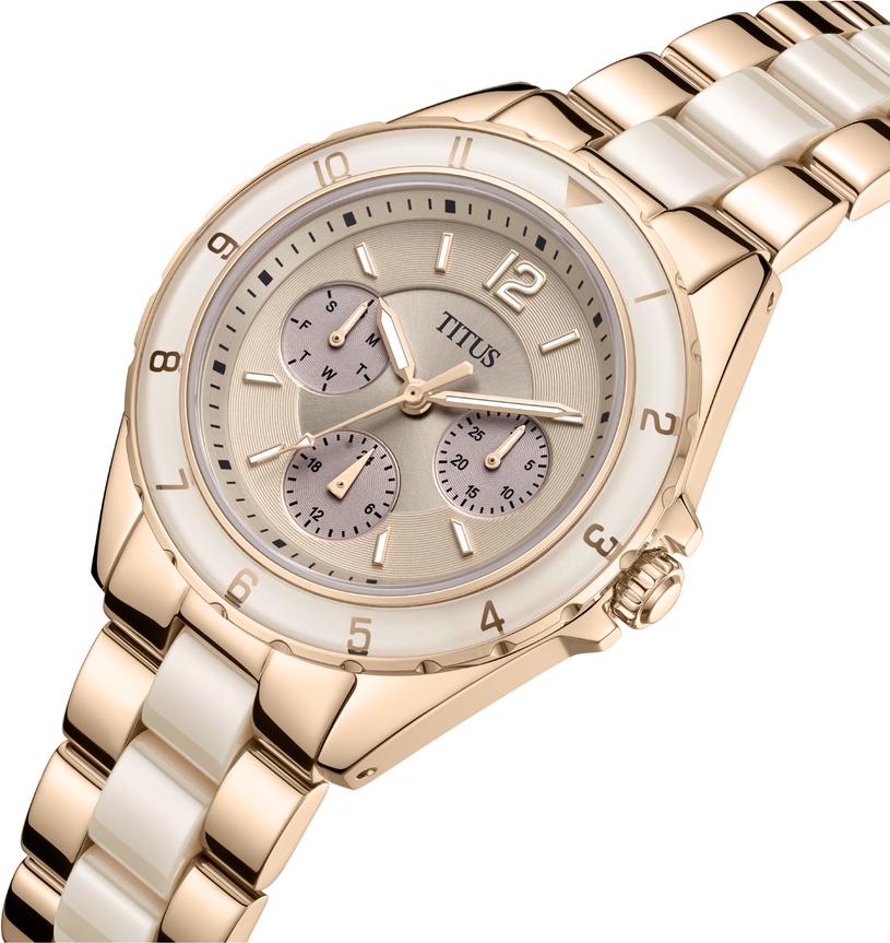[WOMEN] Perse Multi-Function Quartz Stainless Steel With Ceramic Watch [W06-03248-006]