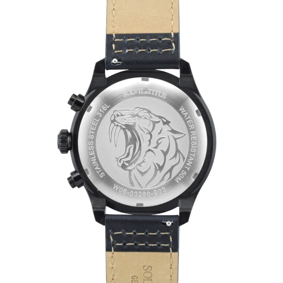 [MEN] Saber Chronograph Quartz Leather Watch [W06-03286-003]