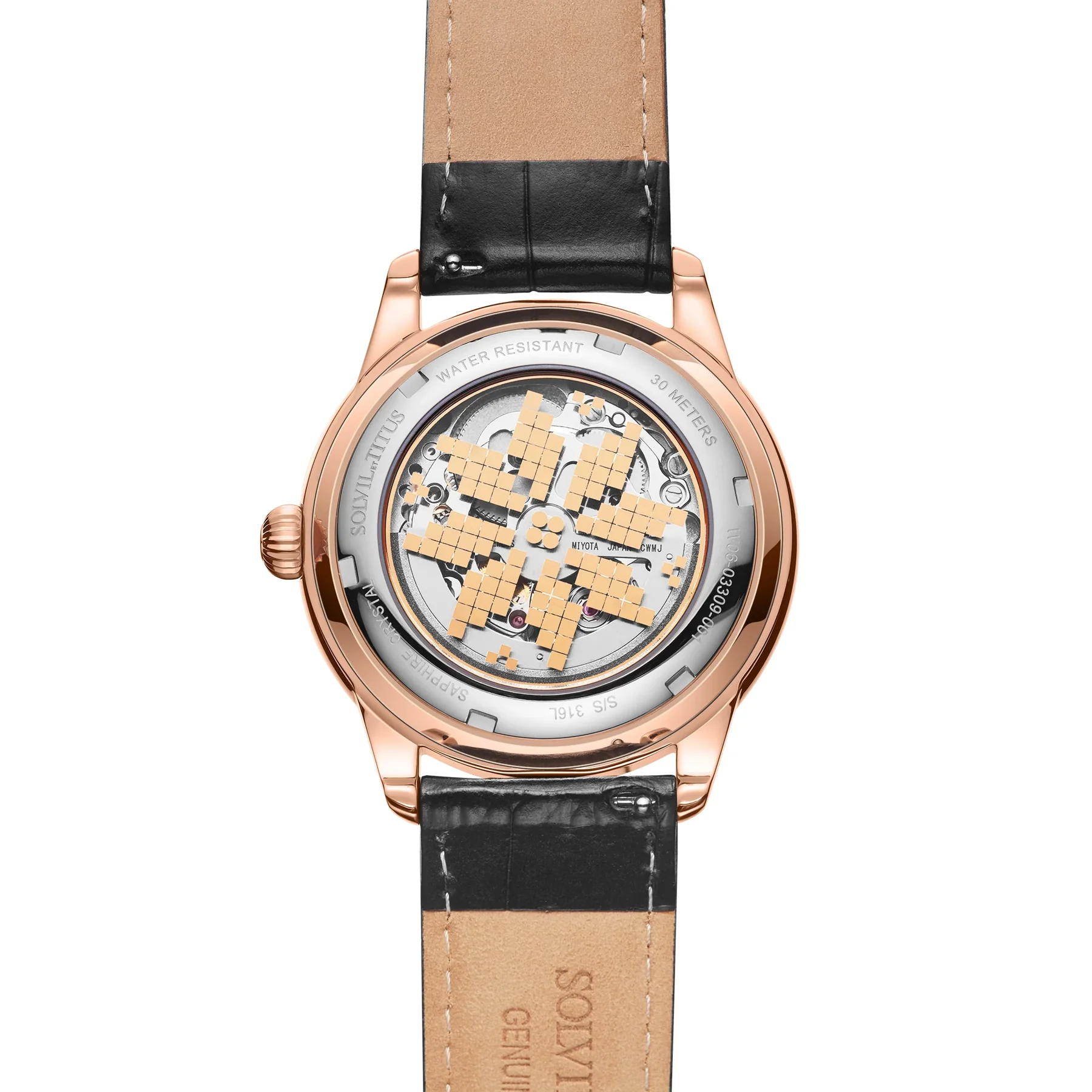 [MEN] Jawi Series Classic 3 Hands Automatic Leather Watch [W06-03309-001]