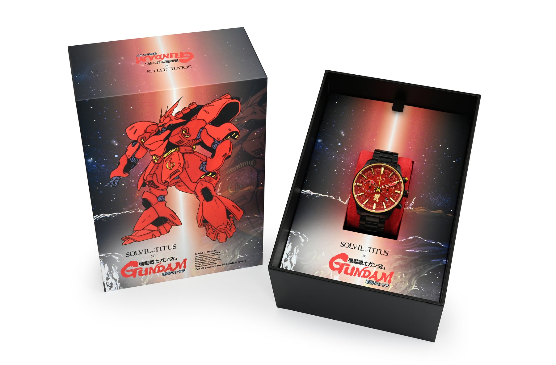 [MEN] Solvil et Titus x Mobile Suit Gundam "Sazabi" Limited Edition Chronograph Quartz Stainless Steel Watch [W06-03329-001]