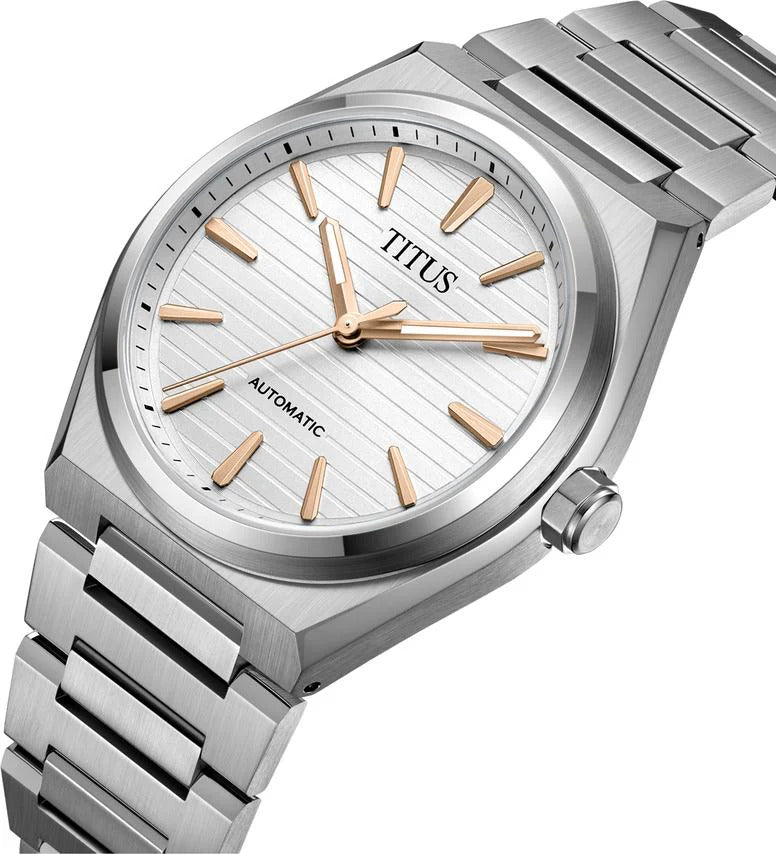 [MEN] Vinyl 3 Hands Mechanical Stainless Steel Watch [W06-03402-006]