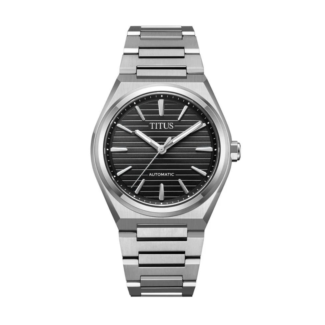 [MEN] Vinyl 3 Hands Mechanical Stainless Steel Watch [W06-03402-008]