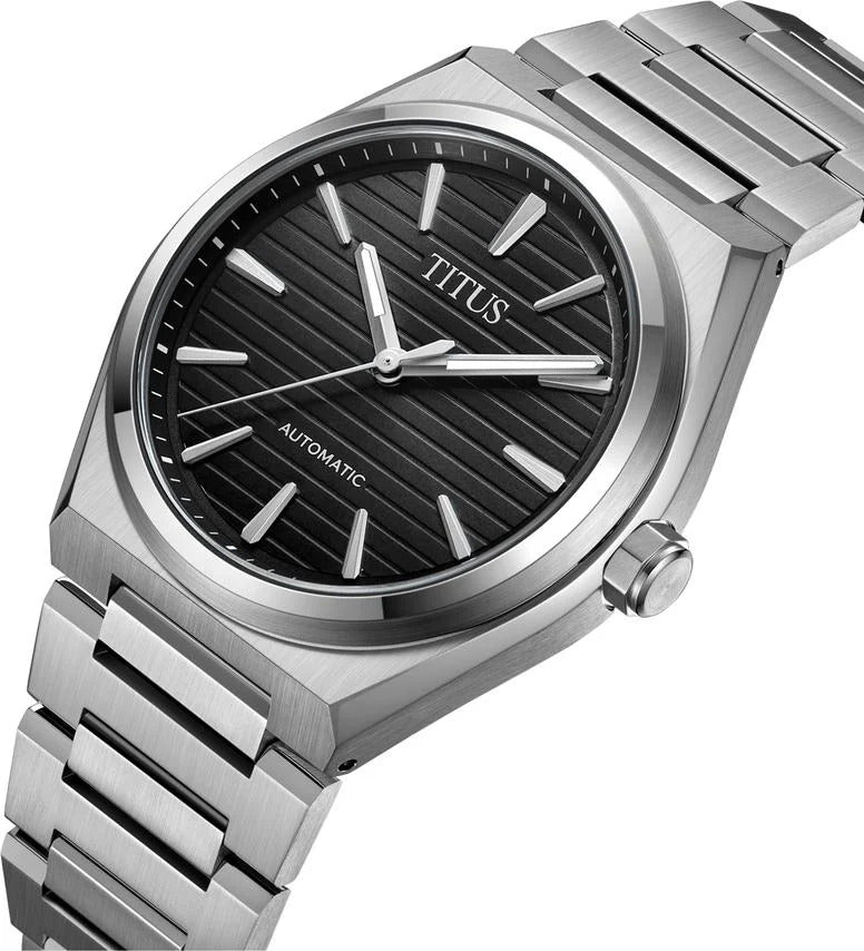 [MEN] Vinyl 3 Hands Mechanical Stainless Steel Watch [W06-03402-008]