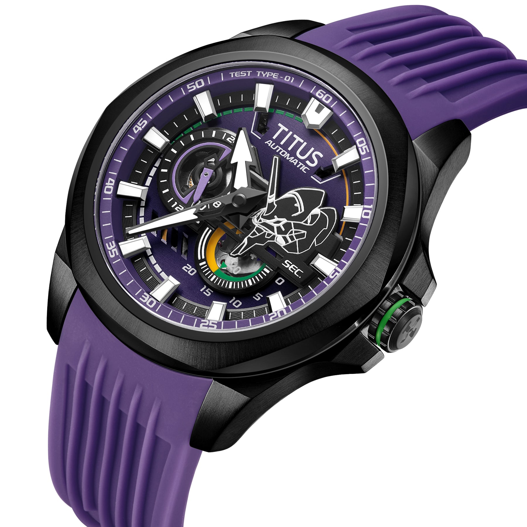 Solvil et Titus x Evangelion "EVA-01" Quest Collection Limited Edition Multi-Function Automatic Silicone Watch [W06-03426-001]