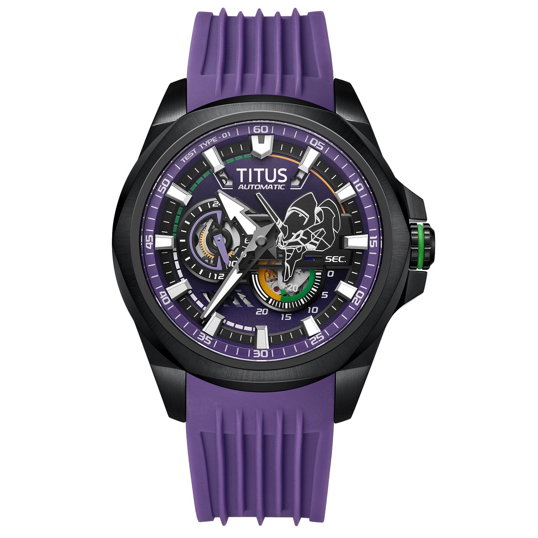 Solvil et Titus x Evangelion "EVA-01" Quest Collection Limited Edition Multi-Function Automatic Silicone Watch [W06-03426-001]