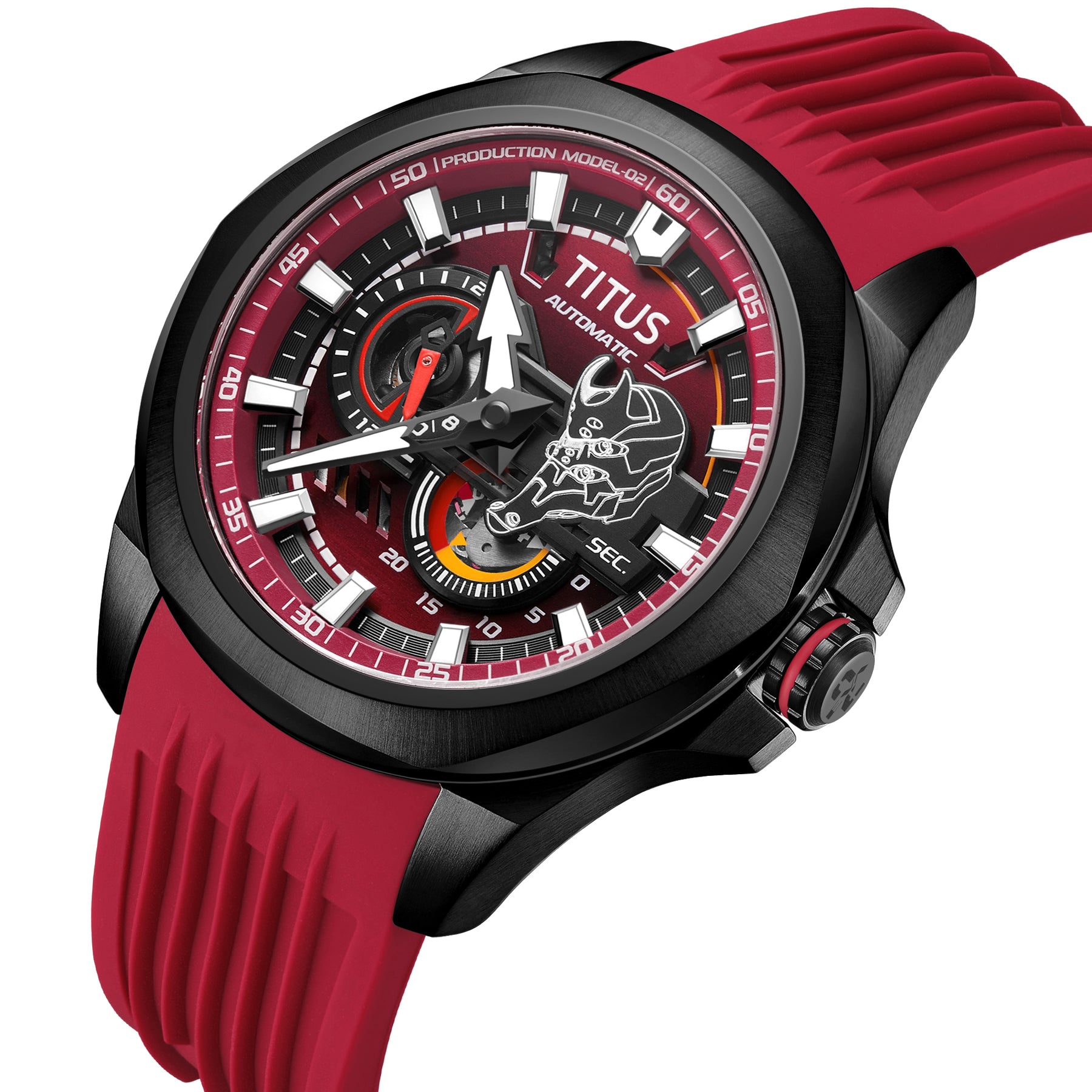 Solvil et Titus x Evangelion "EVA-02" Quest Collection Limited Edition Multi-Function Automatic Silicone Watch [W06-03426-002]