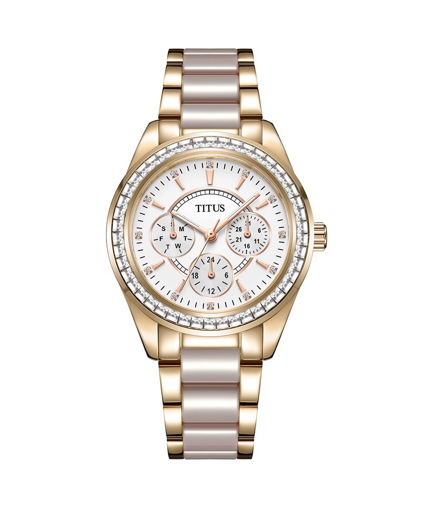 [WOMEN] Perse Multi-Function Quartz Stainless Steel With Ceramic Watch [W06-02108-010]