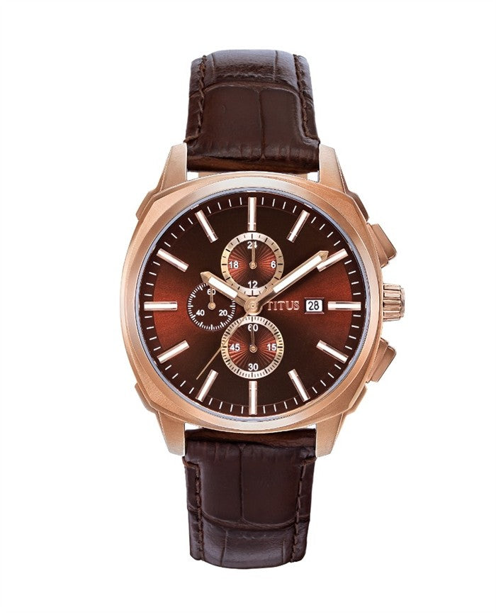 [MEN] Modernist Chronograph Quartz Stainless Leather Watch [W06-03308-007]