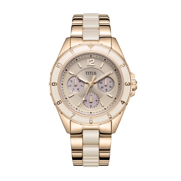 [WOMEN] Perse Multi-Function Quartz Stainless Steel With Ceramic Watch [W06-03248-006]