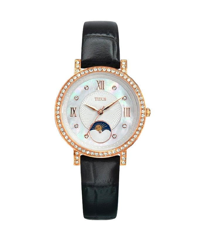 [WOMEN] Chandelier 3 Hands with Day Night Indicator Quartz Leather Watch [W06-03261-003]