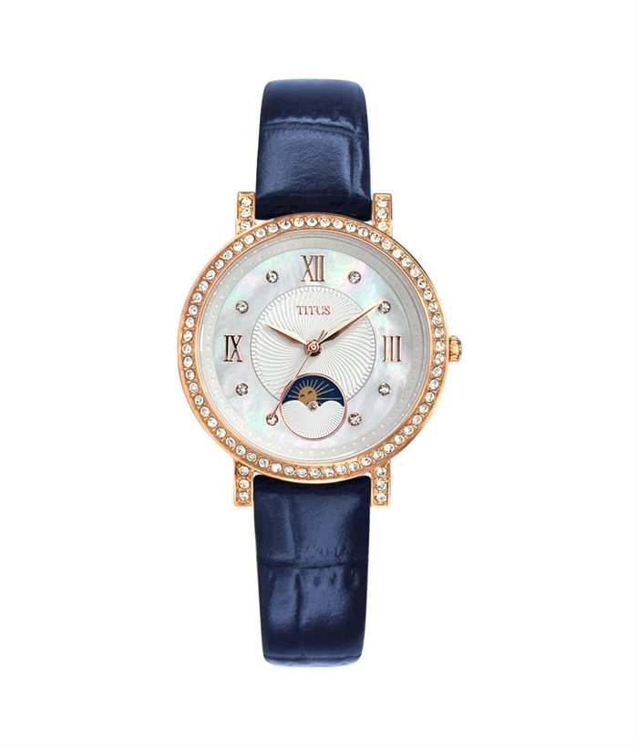 [WOMEN] Chandelier 3 Hands with Day Night Indicator Quartz Leather Watch [W06-03261-005]