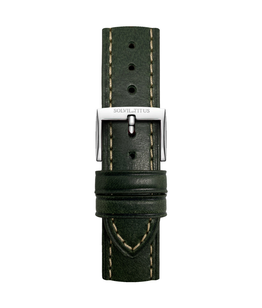 20mm Dark Green Smooth Leather Watch Strap [T06-012-59-091]