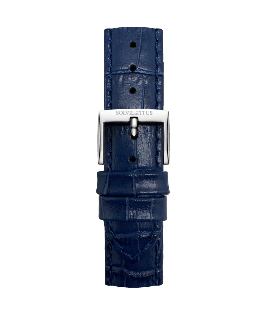 20mm Blue Croco Pattern Leather Watch Strap [T06-012-79-011]