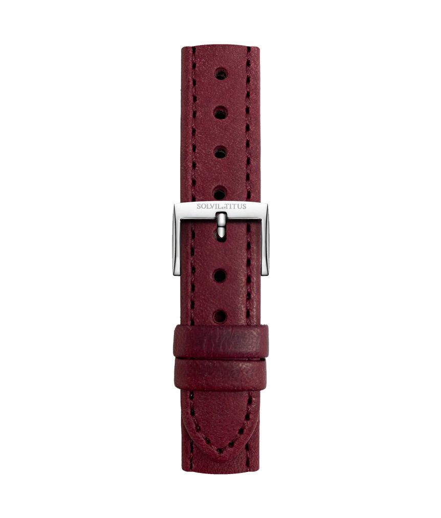 16mm Burgundy Smooth Leather Watch Strap [T06-014-26-091]