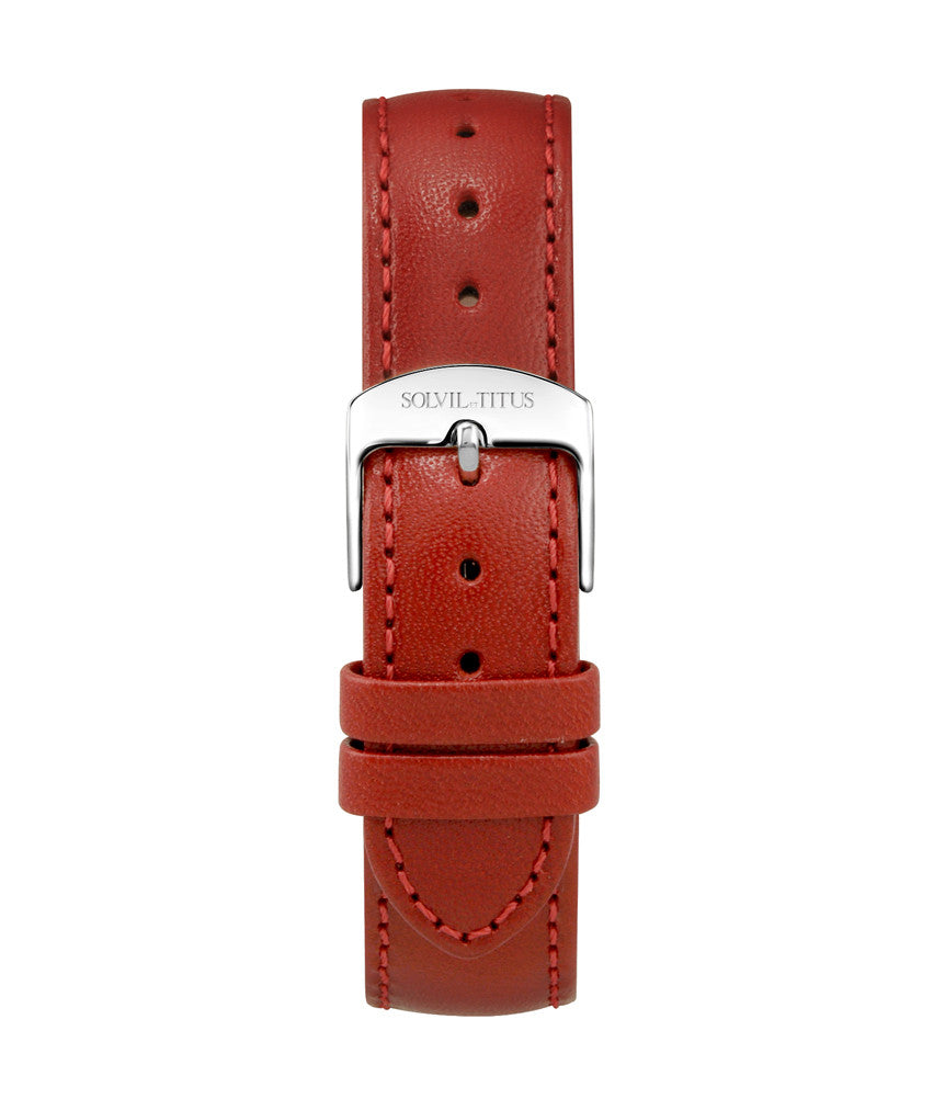 16mm Red Smooth Leather Watch Strap [T06-024-25-061]