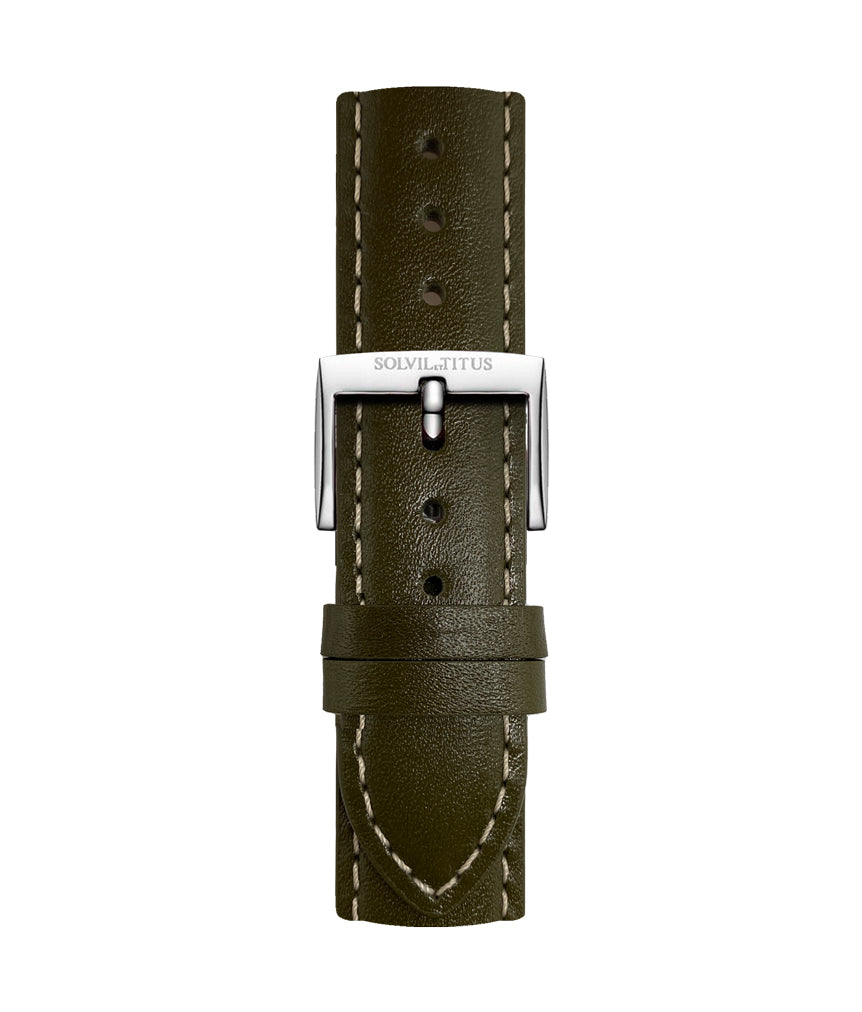 20mm Green Smooth Leather Watch Strap [T06-132-78-091]