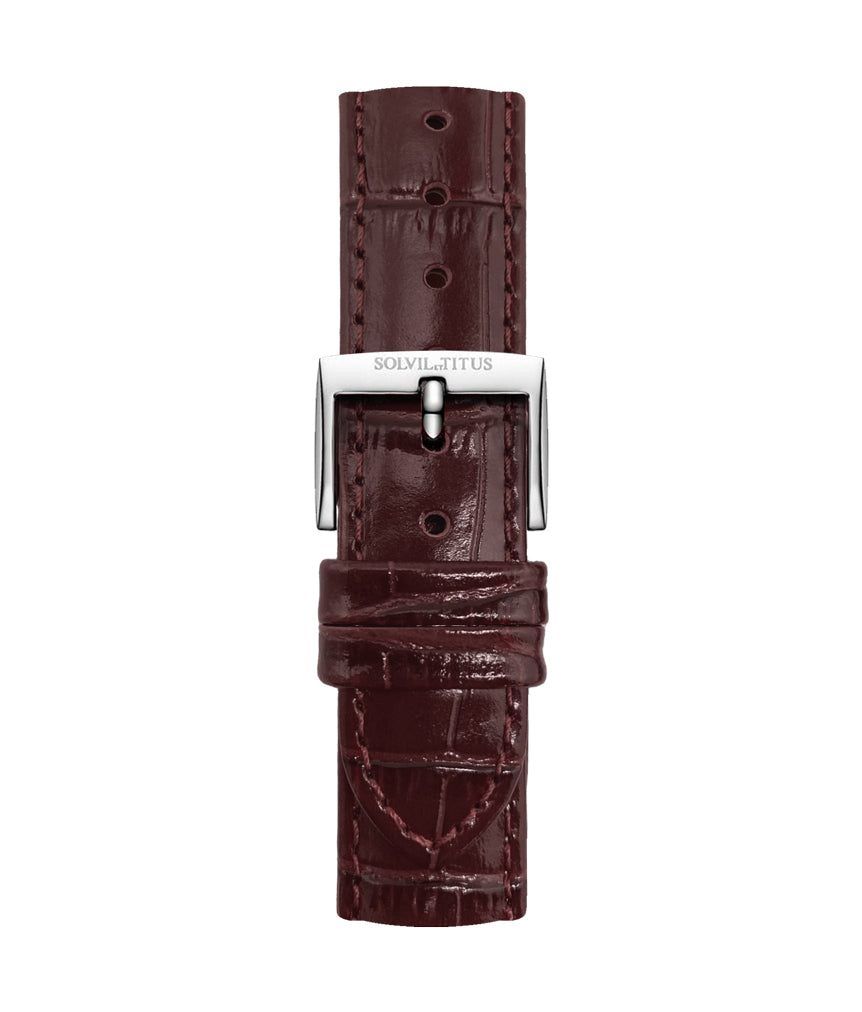 18mm Brown Croco Pattern Leather Watch Strap [T06-143-11-011]